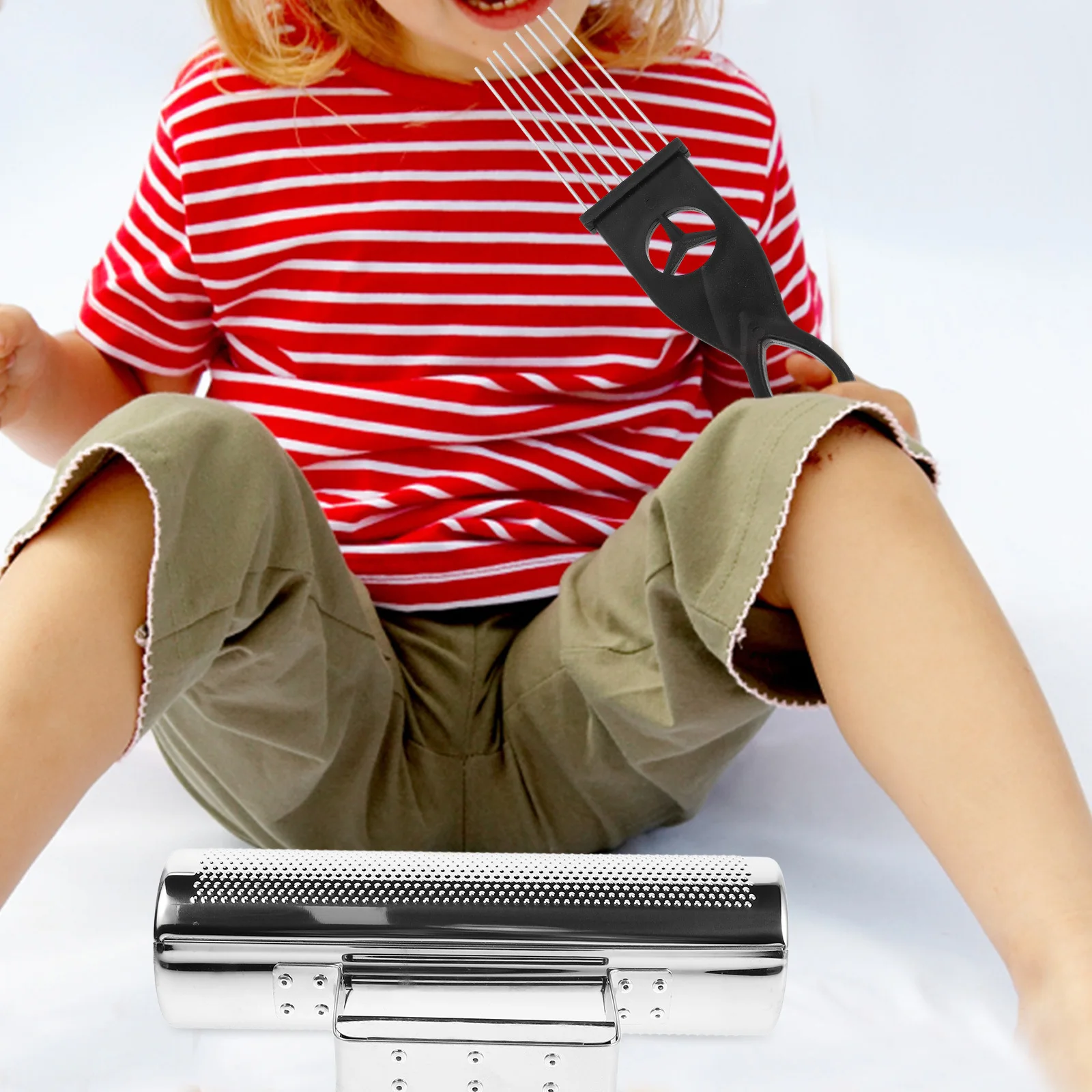 

1 set 1 Set Stainless Steel Guiro Scraper Metal Handheld Percussion Instrument For Kids Music Education Tool Rhythm Training