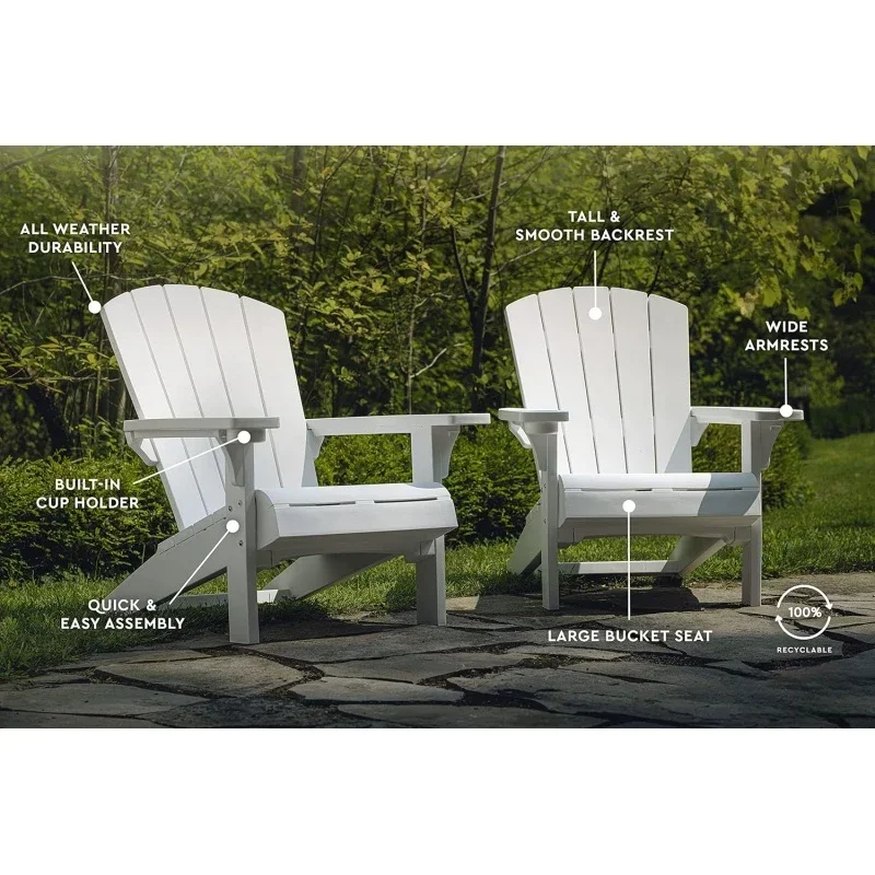 pack resin outdoor furniture patio chairs with cup holder-perfect for beach, pool, and fire pit seatin