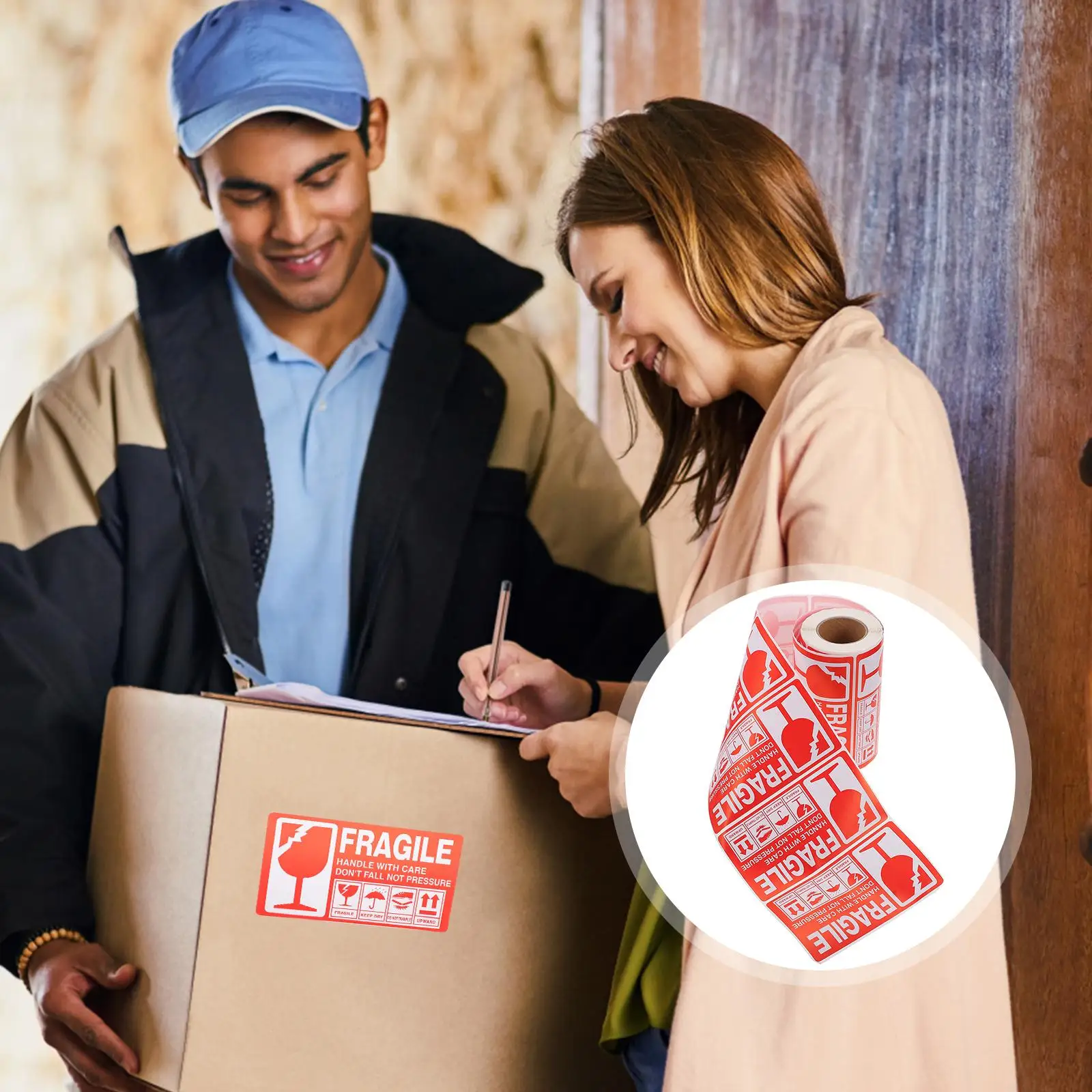 Хрупкие наклейки, самоклеящиеся предупреждающие этикетки для коробок, картонных коробок, упаковки, доставка, бумажный материал премиум-класса, долговечный