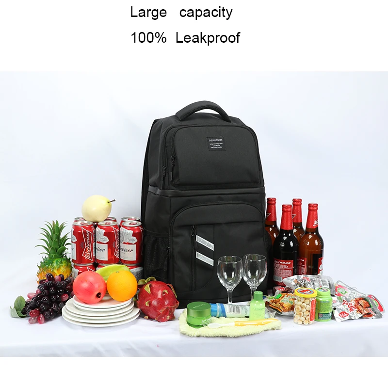 DENUONISS Insulated Picnic Backpack Thermo Ice Beer Cooler Bags Refrigerator Women Kids Thermal Bag 2 Compartment Outdoor Hiking