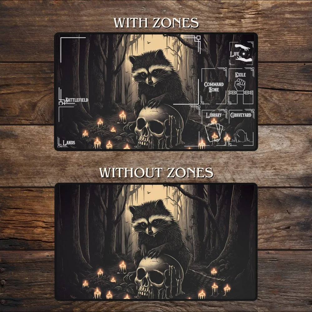 Crazy Raccoon MTG Playmat Funny Tarot TCG Commander Magic The Gathering EDH Mousepad & Deskmat with zones pc accessories