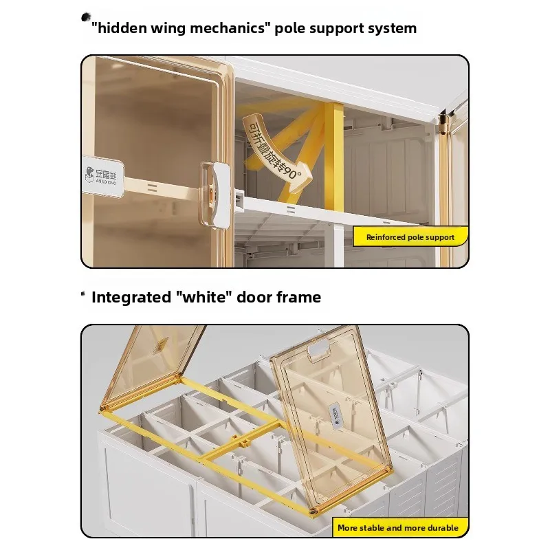Zapatero transparente, zapatero plegable en la entrada del dormitorio doméstico