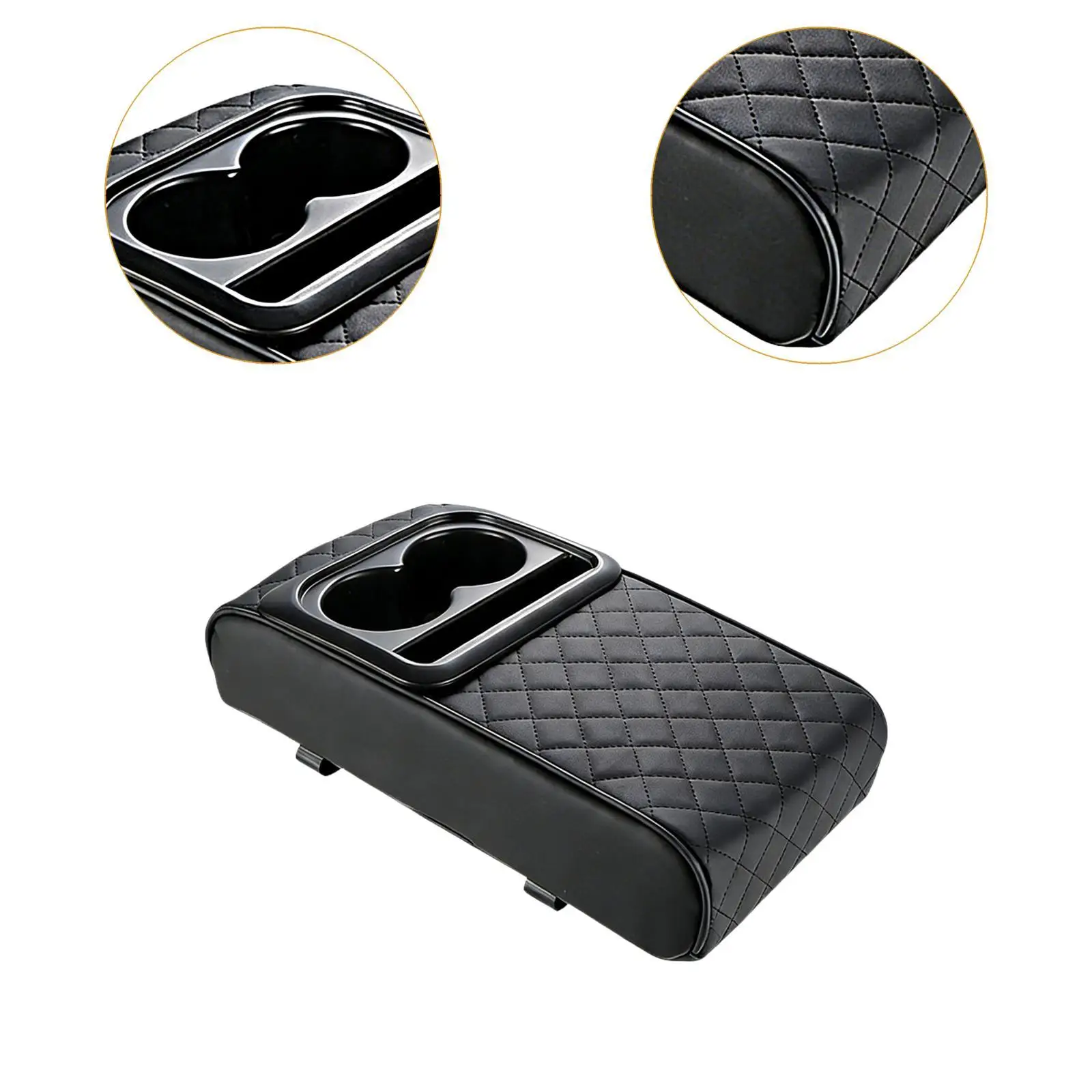 Car Armrest Cushion Black Leather Comfort Center Console Pad Universal Storage Box Interior Accessory for All Car Models