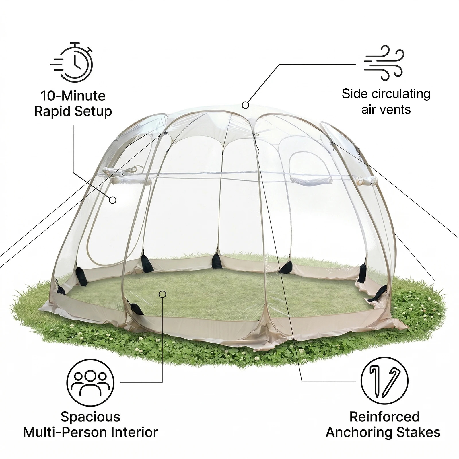 1 Pack Clear Bubble Tent, Spacious Dome Shelter for Camping Family, Transparent Outdoor Tent Glamping Gear. image 5