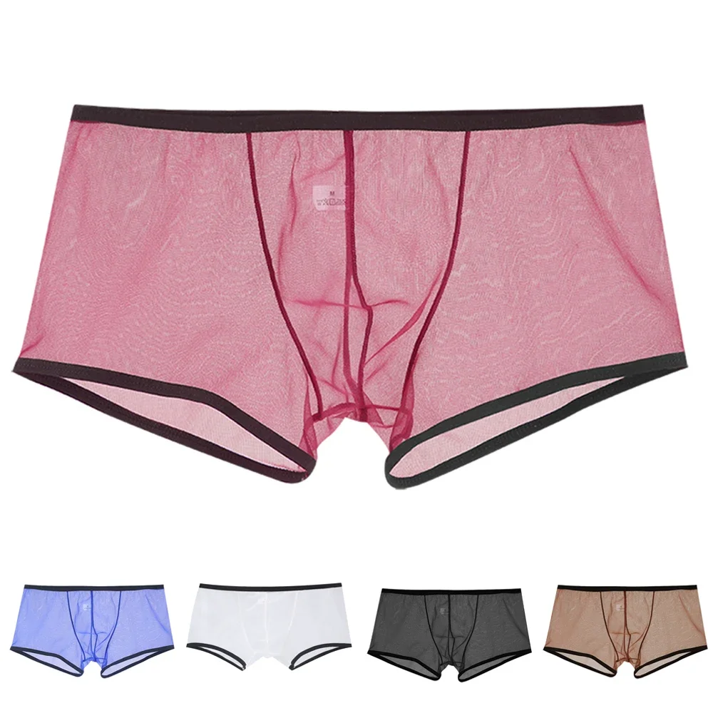 1pc Men\'s See Through Briefs Shorts Breathable Underwear U-convex Pouch Panties Mesh Low Waist Man Sheer Underpants