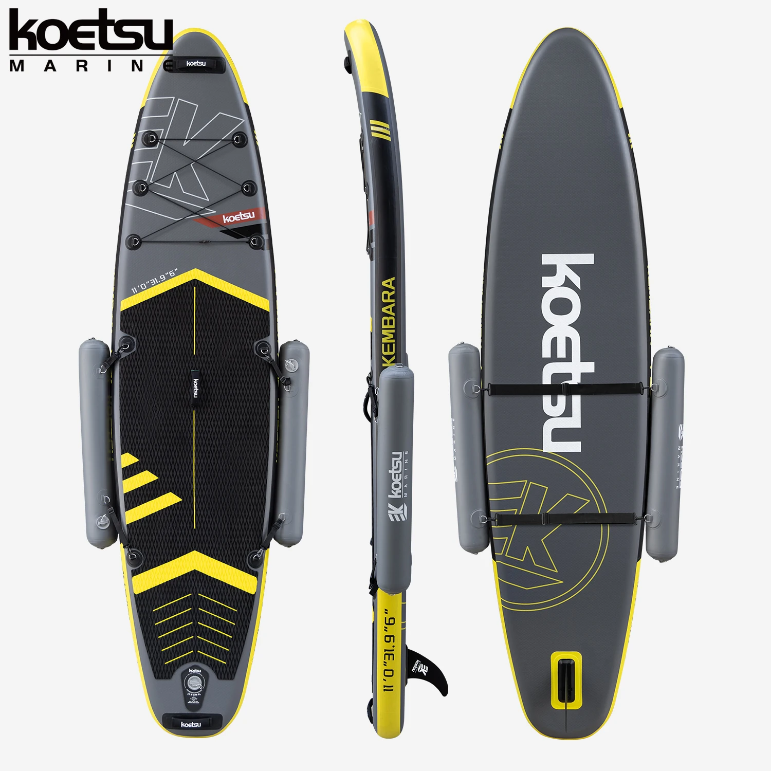 KOETSU SUP Balance Stabilizer Straps for Paddle Board, Inflatable Pontoon Kayak Outrigger Fishing Boat Rigging Belt, 2 Pack