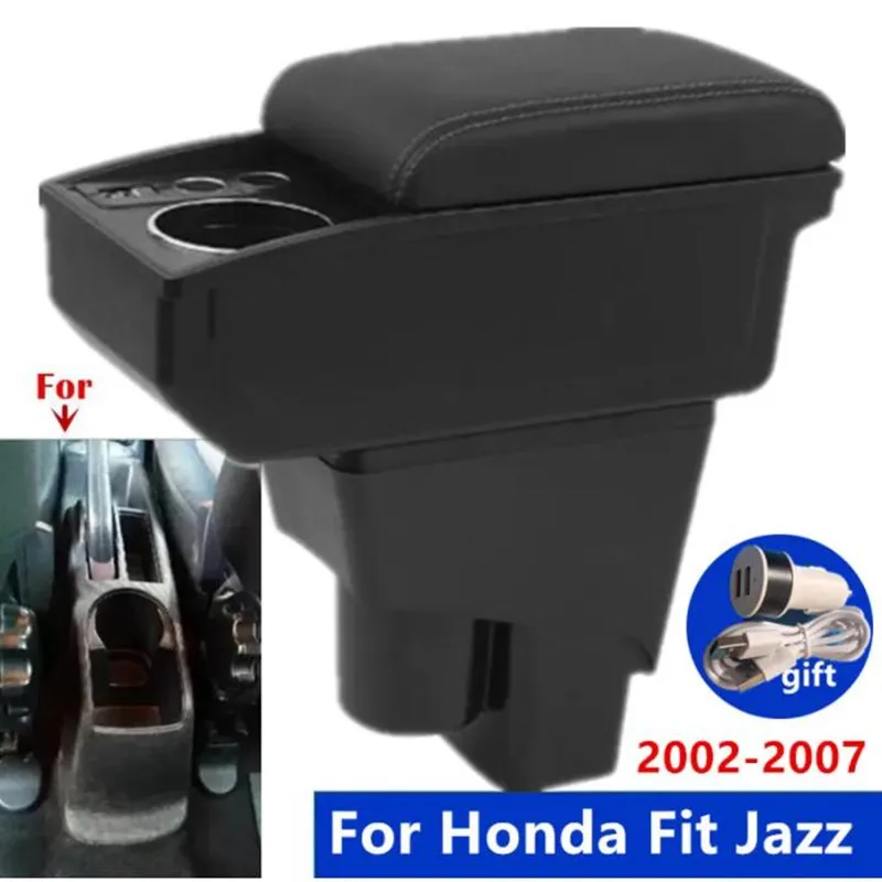 For Honda Jazz Armrest For Honda Fit Jazz 1 2002-2007 Car Armrest Box Storage box cup holder Dedicated Retrofit Car Accessories