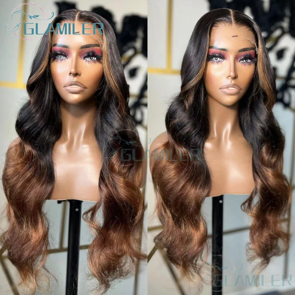 

1B30 Ombre Brown Body Wave 13X4 Silk Top Lace Front Human Hair Wigs For Woman 5x5 Silk Base Closure Wigs Human Hair Brazilian