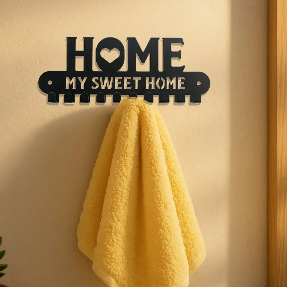 ที่ใส่กุญแจติดผนังตกแต่ง 1 ชิ้น - ออแกไนเซอร์ตะขอเกี่ยวกุญแจโลหะสีดำมีสไตล์สำหรับทางเข้าบ้านห้องนอนห้องน้ำห้องครัว