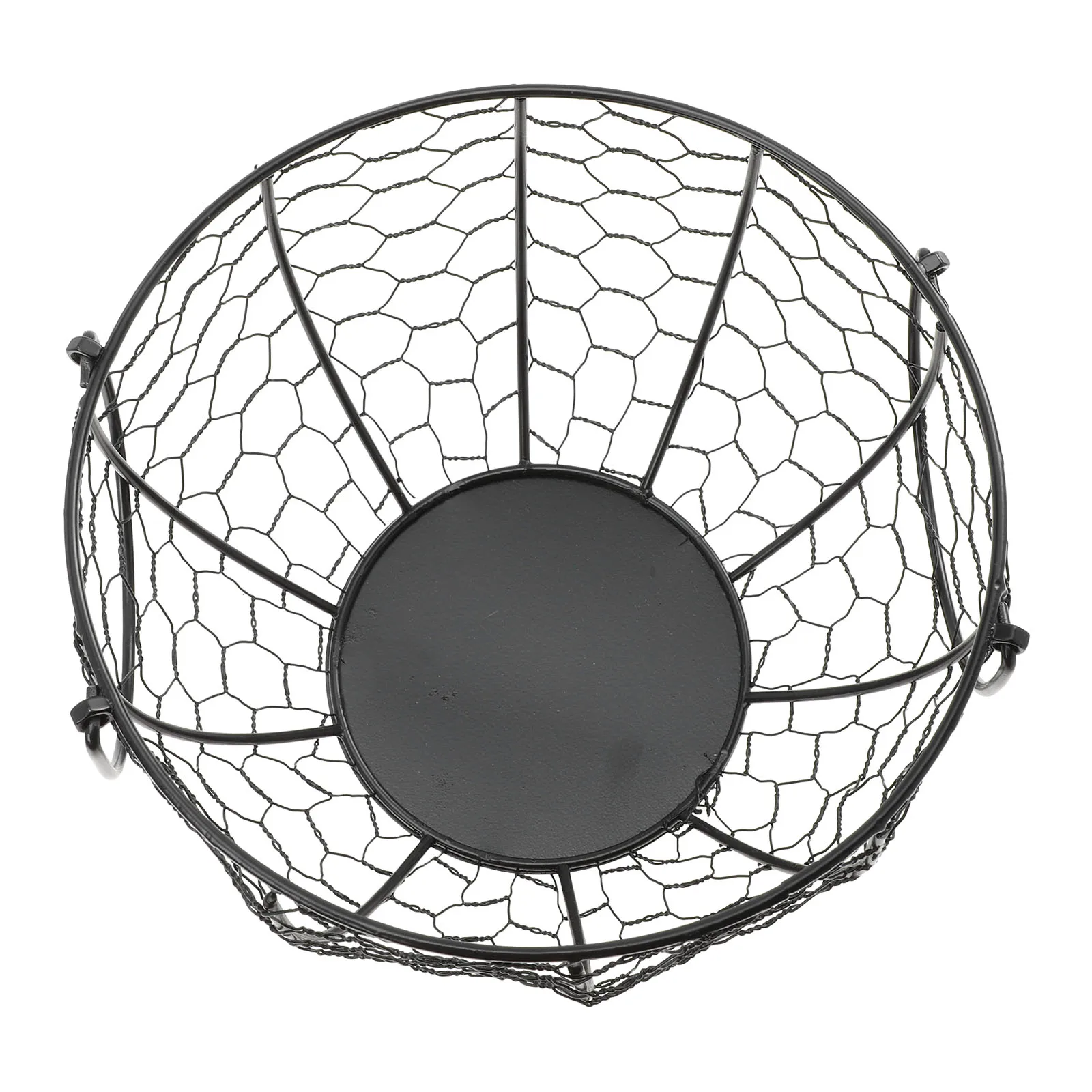 

Iron Storage Basket Decorative Egg Vegetable Kitchen Food Container Wrought Iron Adornment Bread Sturdy Rustic Handle Carry