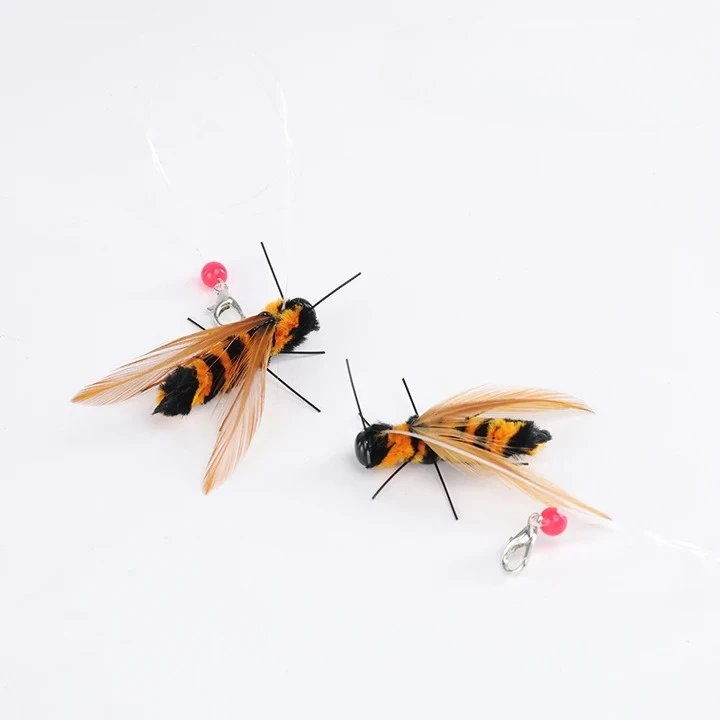 3PCS/5PCS Simulation Hornet Cat Teasing Stick Replacement Head Insect Cat Toy Interactive Pet Toys For Kitten