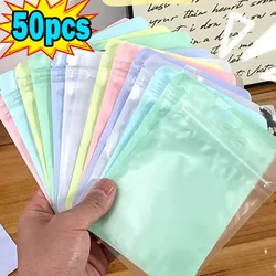 10-50pcs Colorful Zip Bags Candy Colors Pouches Reclosable Jewelry Cookie Food Storage Bag Zipper Bags Clear Gift Packaging Case