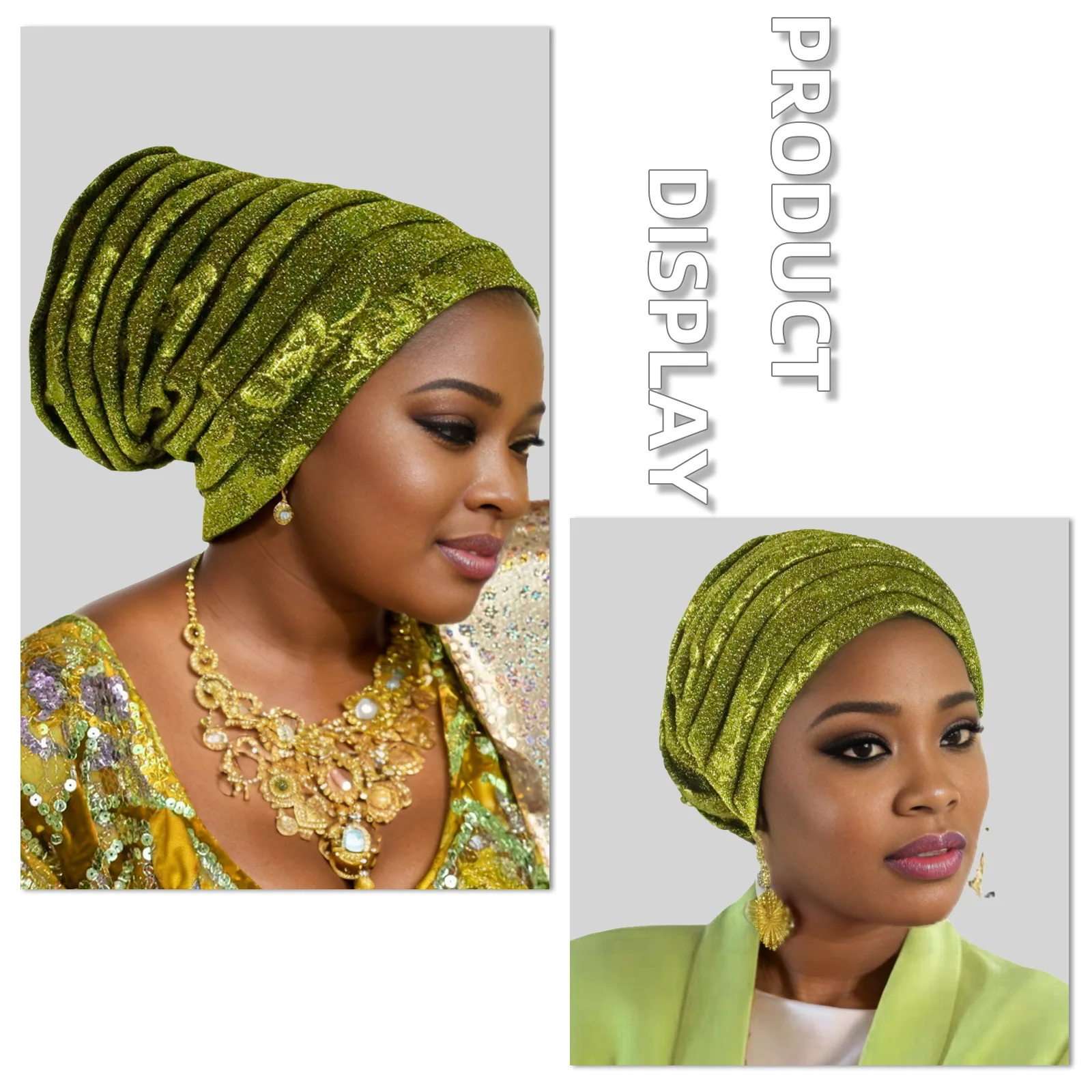 Glitzernde Ganzkörper-Turban-Kappe für Frauen, 2025, Damen-Kopfwickel, muslimisches Kopftuch, Hut, Turbante Mujer, afrikanische Kopfbedeckung – Detail 11