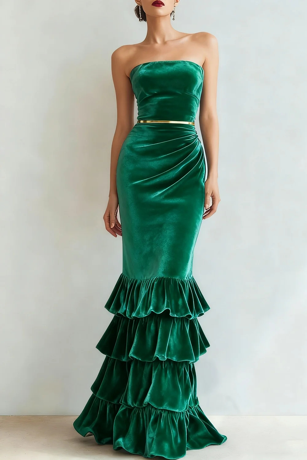 High Quality Customized Strapless Sleeveless Pleat Tiered Floor Length Woman Luxury Evening Dress Abiti Da Sera فساتين حفلات