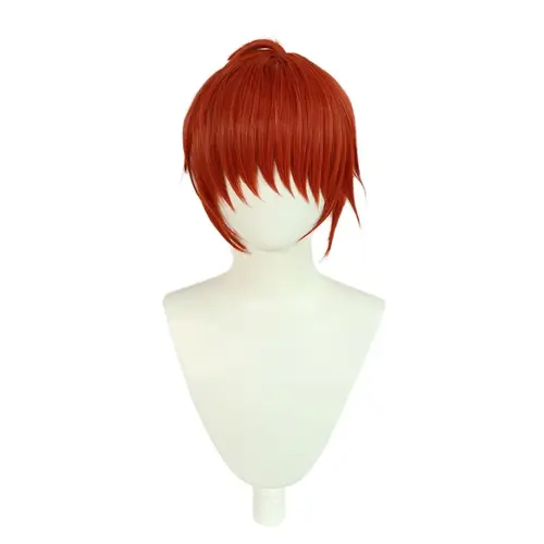 Imagen 1 del producto Himura Kenshin peluca sintética de anime para hombres y mujeres, peluca de pelo largo rojo marrón rojo, peluca recta de cosplay