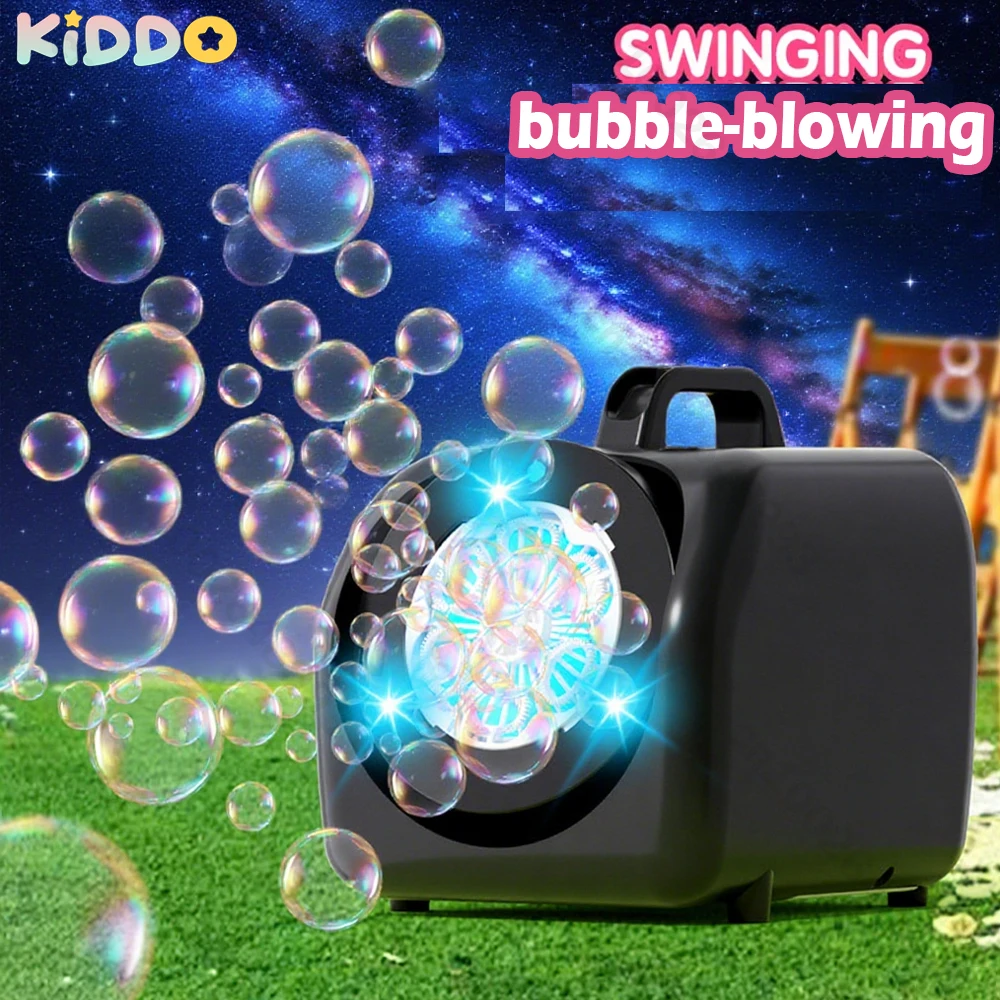 

Automatic Swinging Bubbles Machine Bubble Blowing Portable Eletric Bubble Maker Birthday Beach Outdoor Wedding Game Toys for Kid