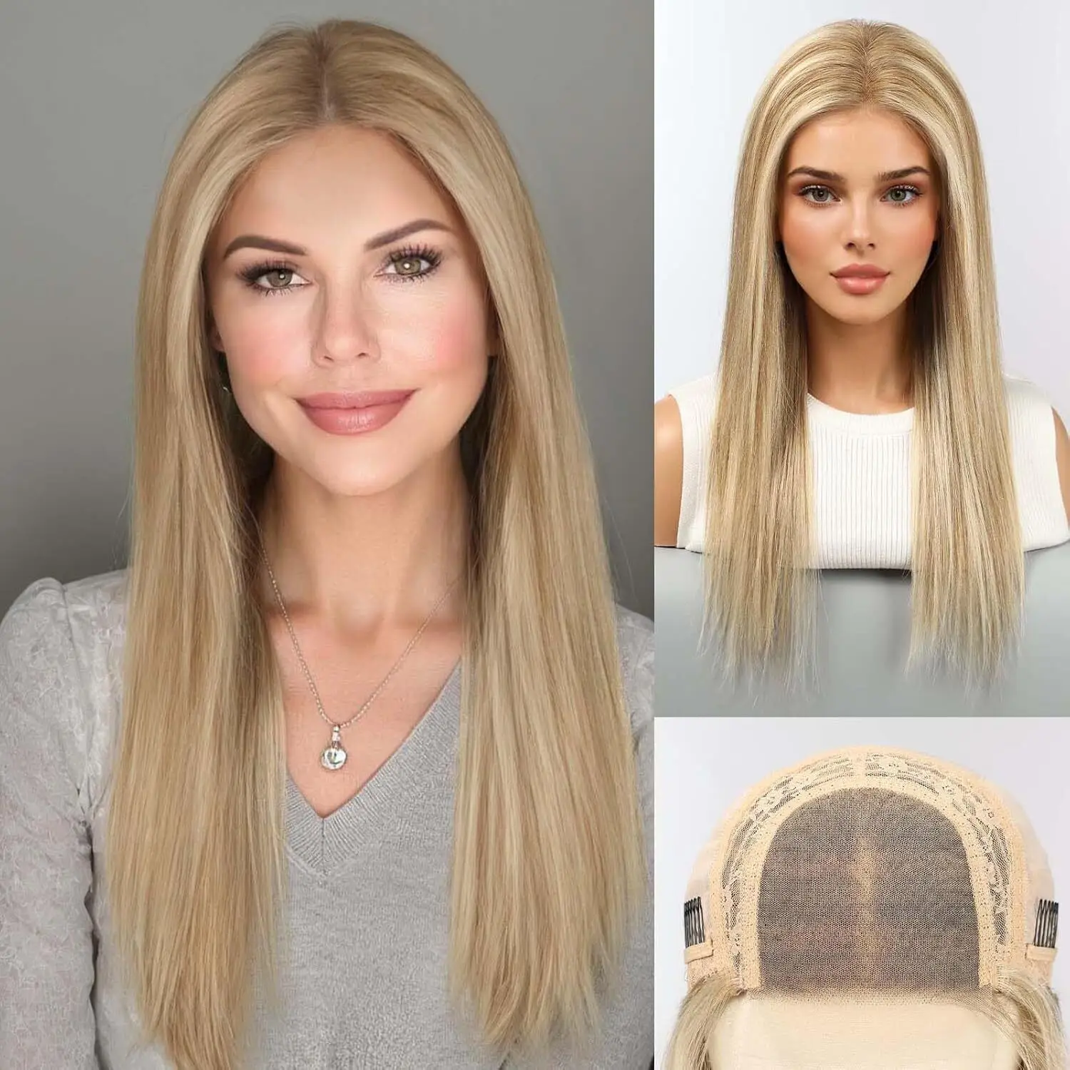 

Пепельно-русые парики, парики спереди, 22-дюймовые длинные прямые светлые парики