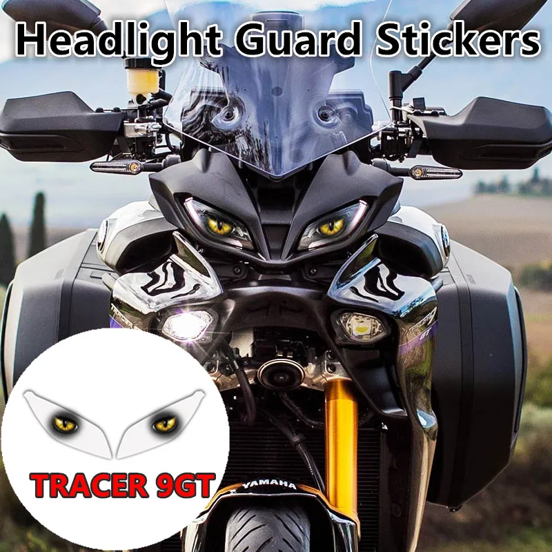 

Подходит для Tracer 9 GT Plus, наклейки на фары мотоцикла, аксессуары, наклейки на фары для Yamaha Tracer 9 GT 9GT 2022 23 24