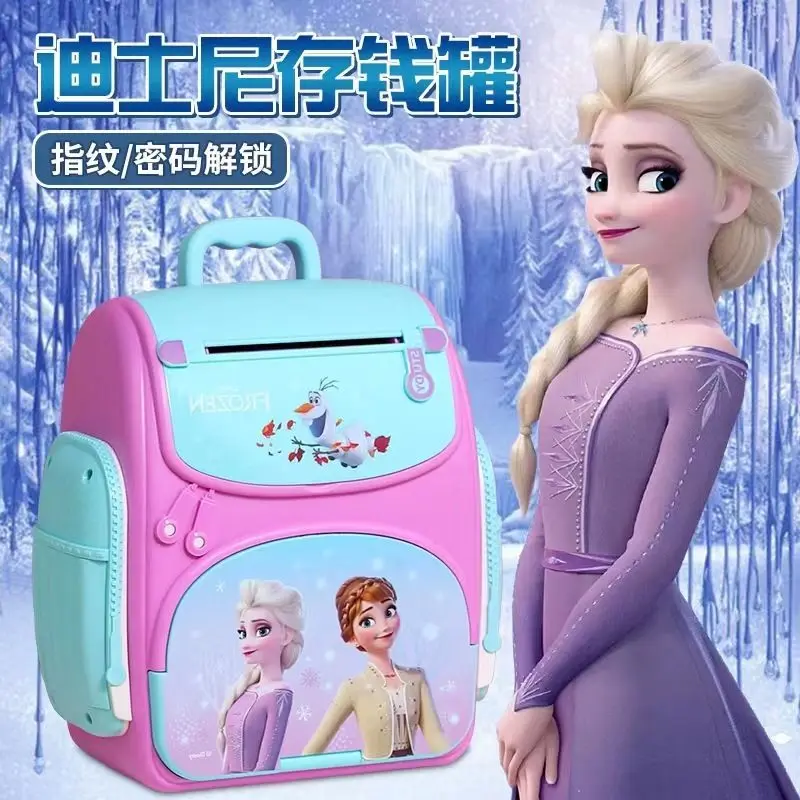 Disney girls frozen 2 fingerprint bank Backpack princess elsa password box storage box Action Figures girl gift Creativity toy