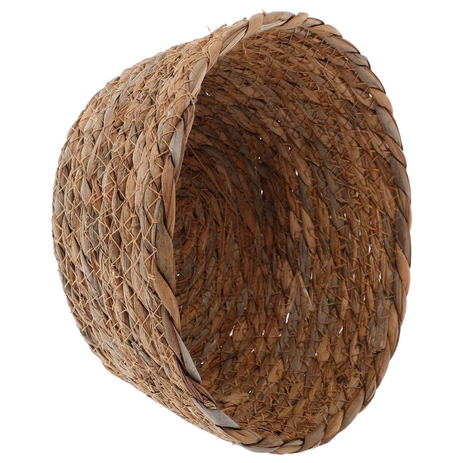 

Small Round Boho Rattan Storage Basket Handwoven Desktop Organizer for Home Kitchen Office Decor Fruit Key Candy Holder