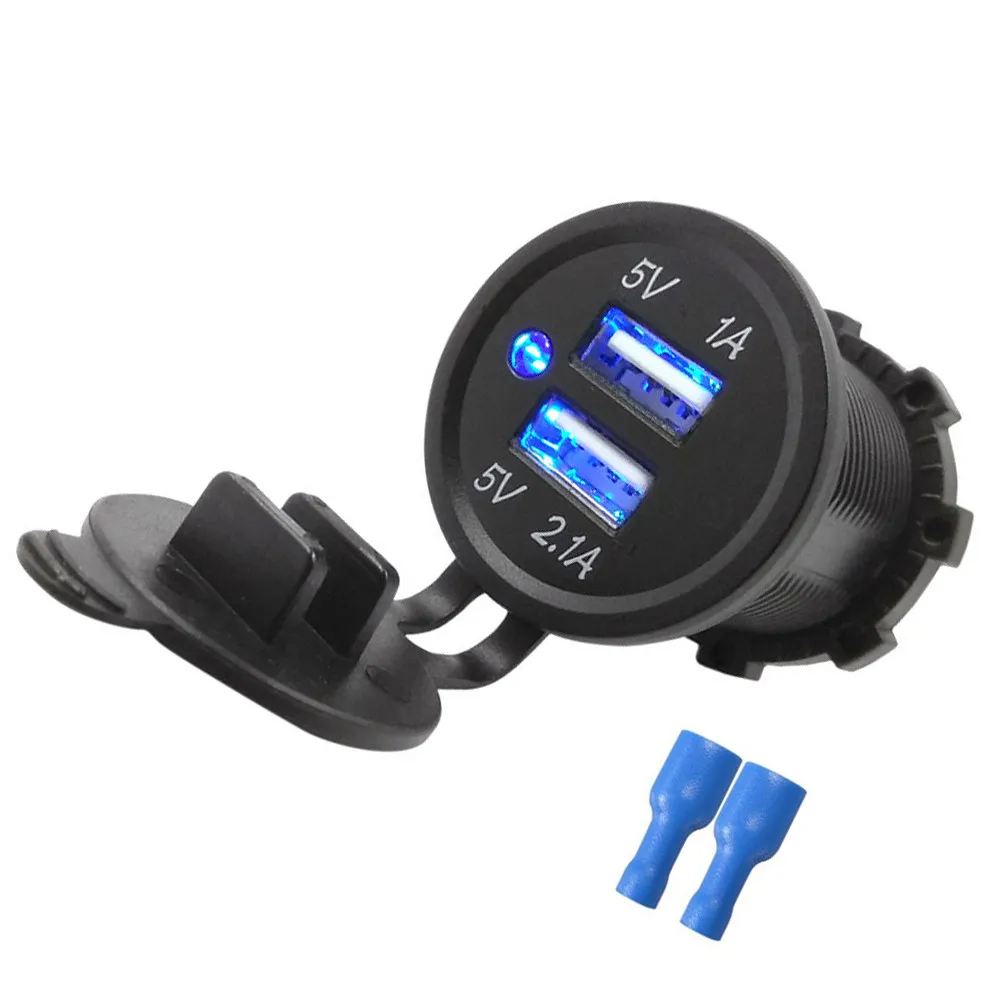 

1Pcs Portable Waterproof Car Charger Dual USB Fast Charger for Motorbike Scooter Car Boat Rv Refitted Vehicle Multiple Safety