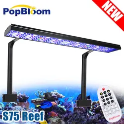 PopBloom LED Aquarium Reef Verlichting 75CM, Afstandsbediening LED Zoutwateraquariumlamp voor 80-100CM Reef Coral Fish Tank Light
