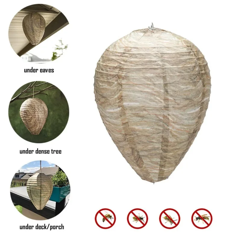 Image of 1 Stück Hängendes Künstliches Wespen-Nest-Deko für Außenbereich, Falsches Hornissen-Nest zur Dekoration für Haus und Garten