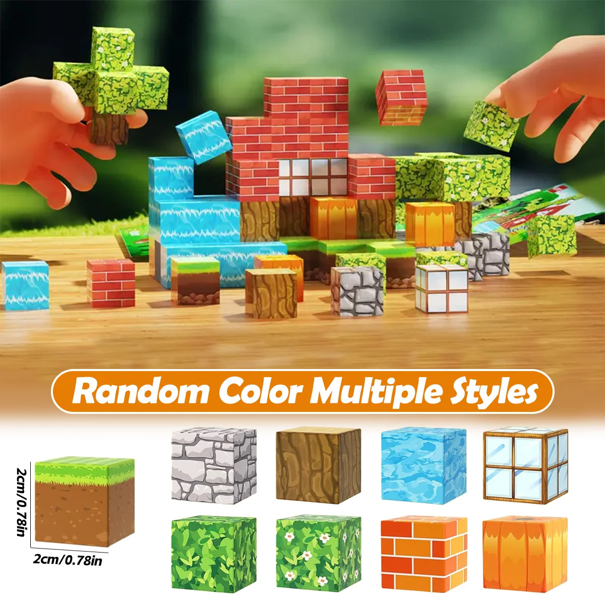 Magnetic Building Blocks Toy Mine World Stacking Pumpkin Forest Architecture Cube Set STEM Educational Best Gift for Boy Girl