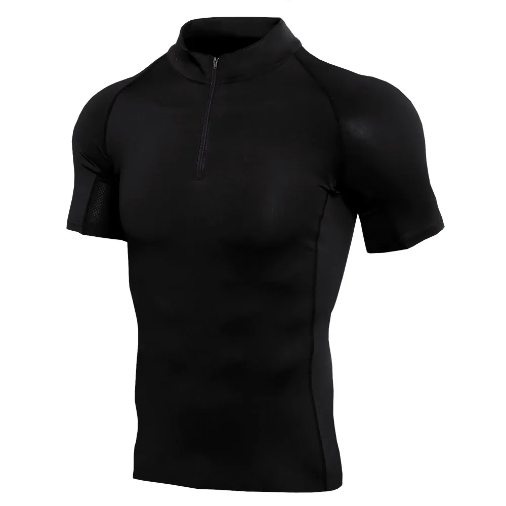 Men Shaper Shirts Zipper Slim Body Muscle Tops Sweat Dry Underwear