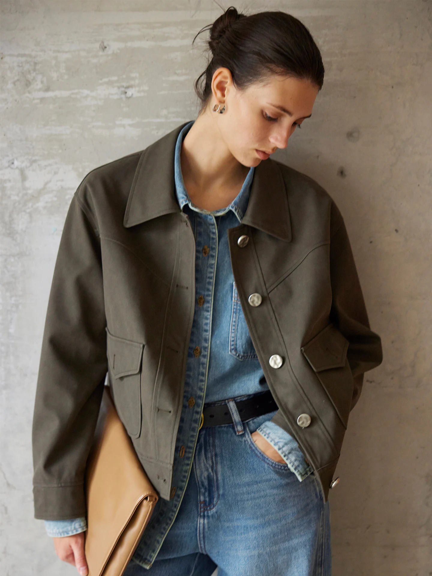 

Moofeel Retro Suede Jaet, повседневная одежда на пуговицах, теплая, прямого кроя, длинная све, стандартная длина, осеннее новое поступление