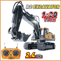 RC Excavator/Bulldozer Toys 1/20 11CH RC Cars Construction Truck Engineering Vehicles Educational Toys for Kids with Light Music