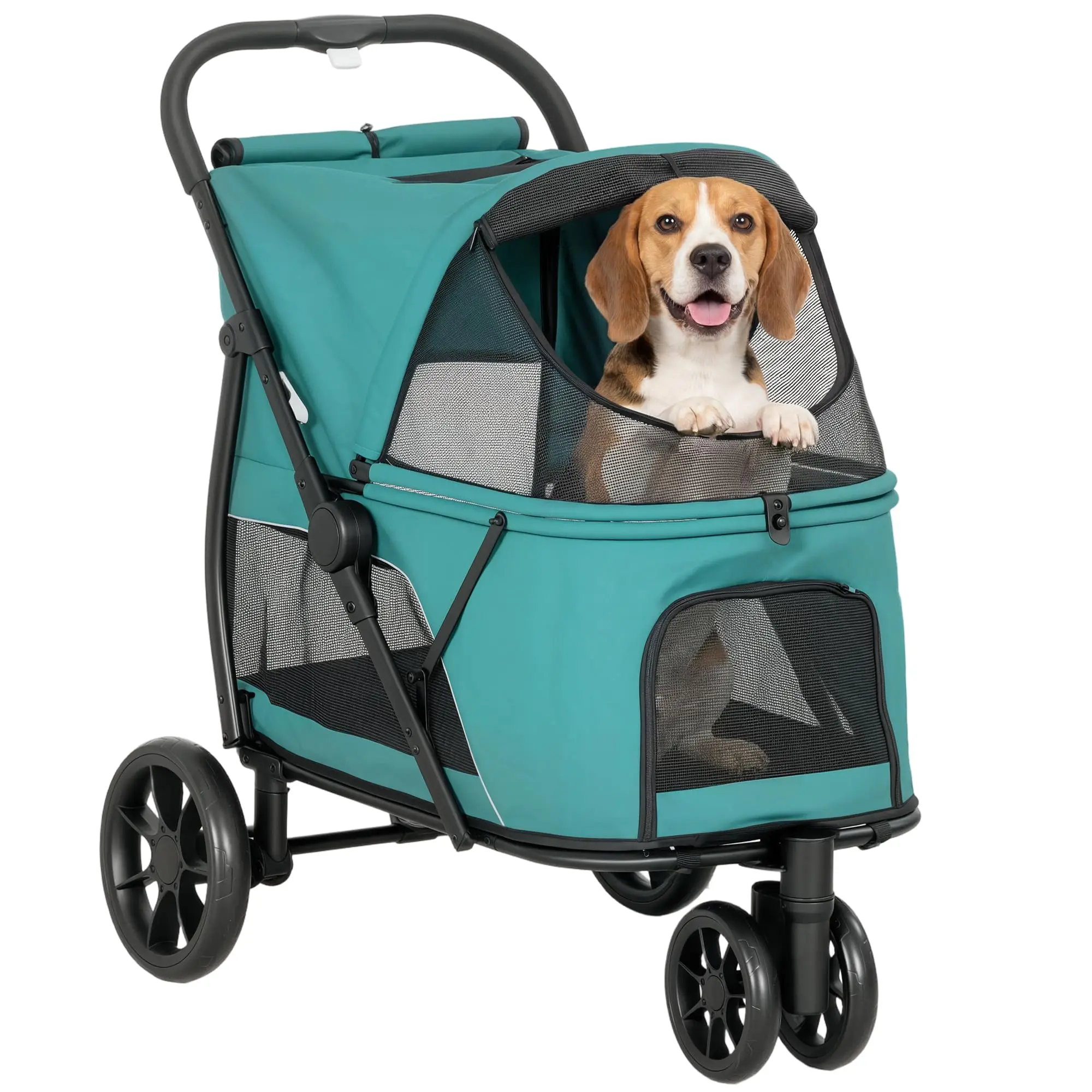 3 Wheel Pet Stroller for Medium Dogs Cats up to 44 lbs Dark Green