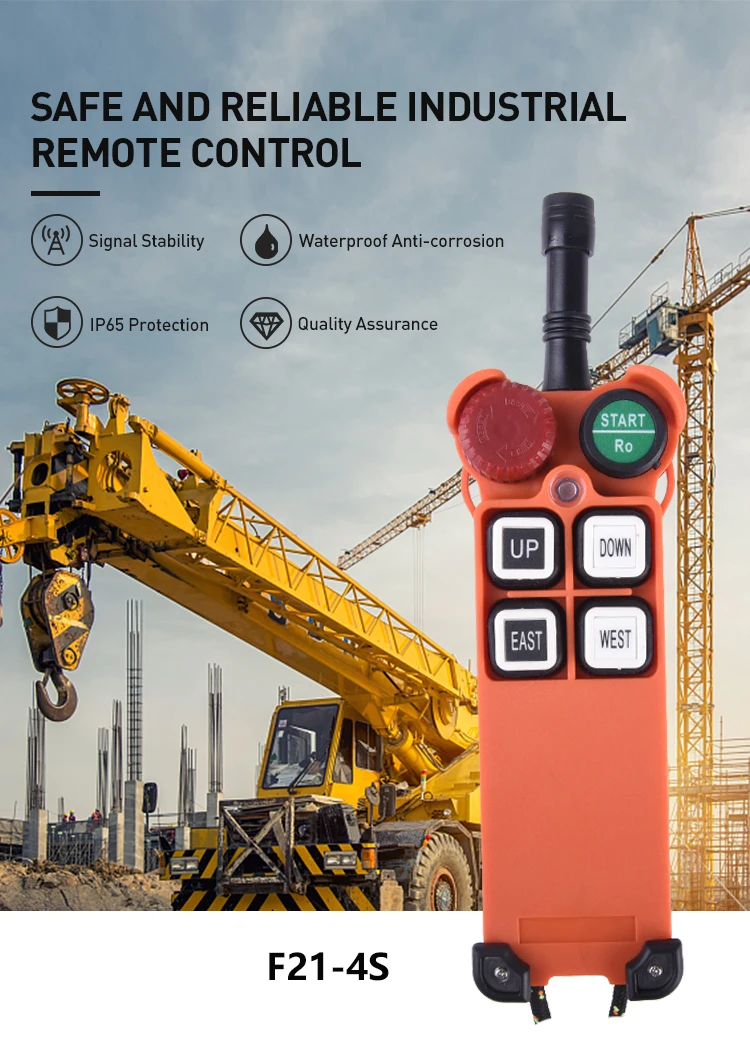 F21-4S 4-Tasten Eingeschwindigkeits-Industrie-Funkfernbedienung für Kräne, Hebezeuge und Schienenkrane – Detail 2