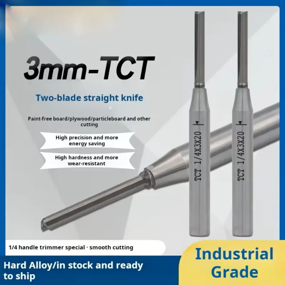 Fresa de corte recta de aleación dura TCT de 3mm, 1 unidad, para herramientas de metalurgia y carpintería, herramientas de corte industriales