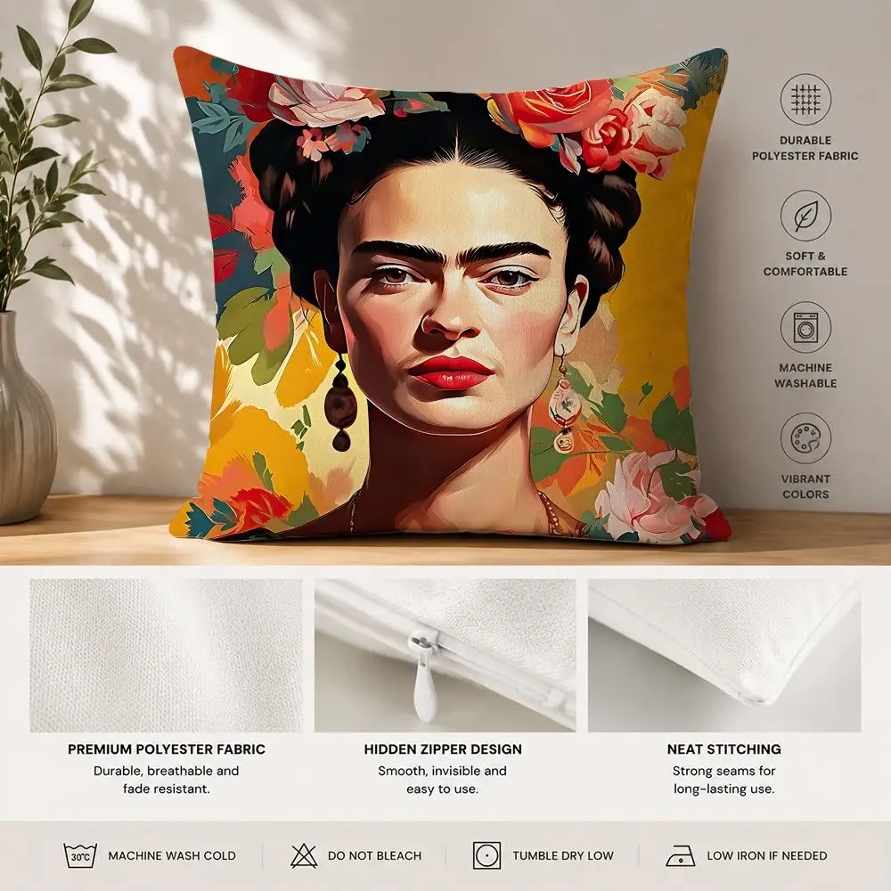 F-frida Kahlo Art Cushion Cover 40x40cm Square Decorative Sofa Cushion Cover Bedroom Living Room Home Decor Gift