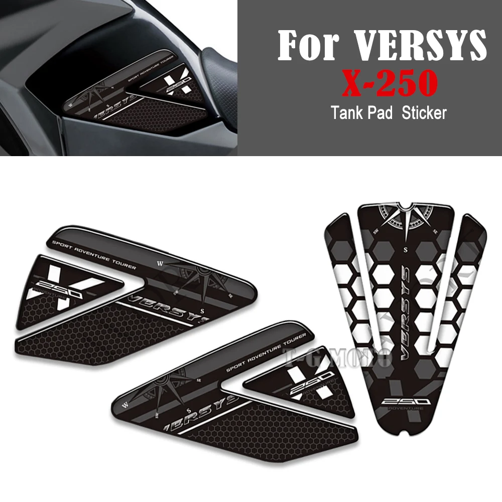 

versys x250 Fuel Oil Tank Pad Stickers Kit Knee Protector Decals For Kawasaki VERSYS X 250 250X VERSYS-X X-250 Adventure Tourer