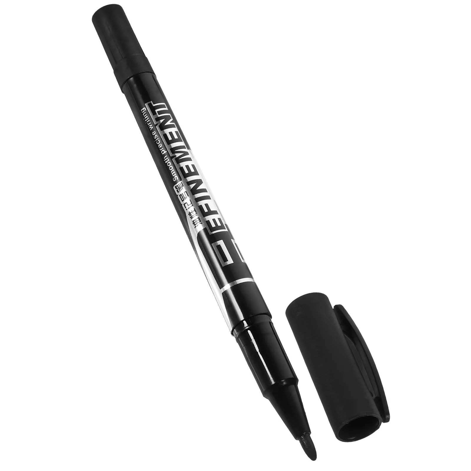 

Portable Double-Ended Marking Pen Black Ink Fast-Drying Plastic Clip Suitable for Home Office School Smooth Surfaces Glass