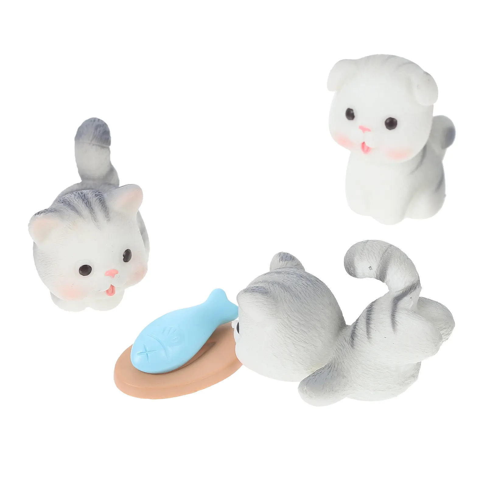 1Set Adorable Resin Kitten Statues Lifelike Cat Garden Decorations Micro Landscape Adornments Indoor Outdoor Home Tabletop