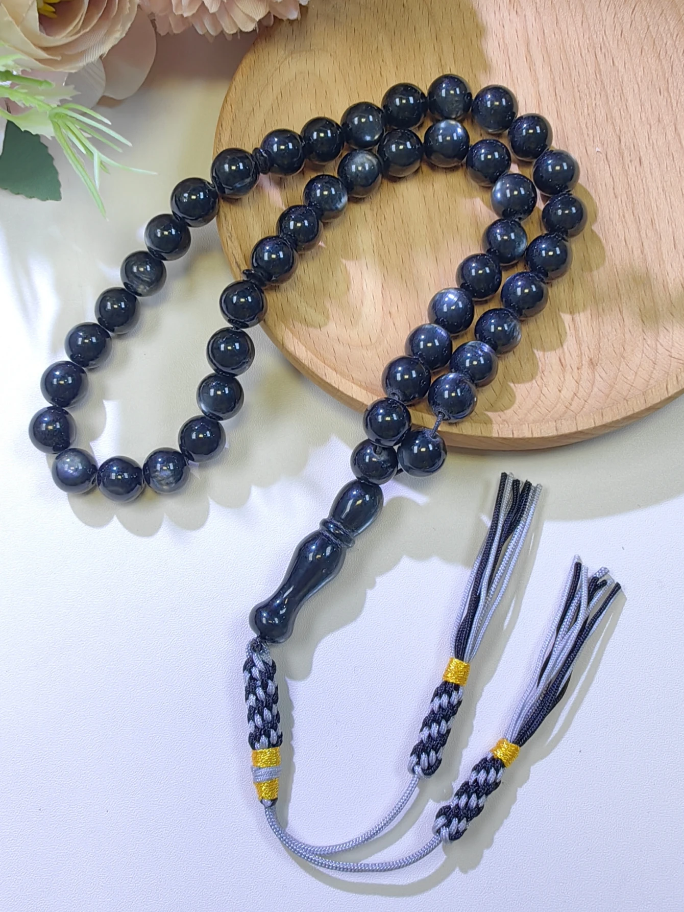1pc Black White 45 Beads 10mm Muslim Tasbih, Multicolor Premium Resin Prayer Beads, Unisex Daily Festival Wearing Couple Islamic