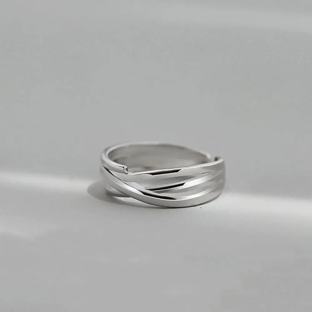 Simple Couple Fashion Personality Street Style Copper Punk Finger Buckle Men Geometric Ring Korean Style Jewelry Line Ring