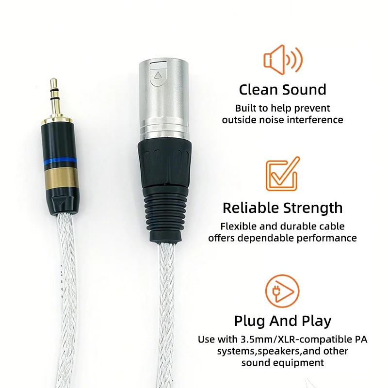 3.5mm To XLR Cable XLR To 3.5mm Aux Micphone Cable Unbalanced 1/8 Inch Jack To XLR Male Cord for Phone Laptop Speaker Mixer