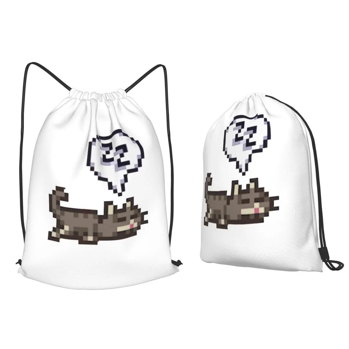 Stardew Valley Sleeping Cat Sploot Backpacks Portable Drawstring Bags Sports Bag Book Bags for Travel Students