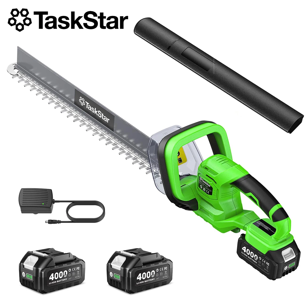 Cortasetos TaskStar de 22 pulgadas, sin cable, con sistema de eliminación de residuos y cuchilla de doble acción; cortasetos eléctrico de mano, cortasetos versátil