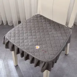 Winter plush chair pad thickening machine washable silicone antiskid corduroy dining-room hotel kitchen chair cushion belt strap