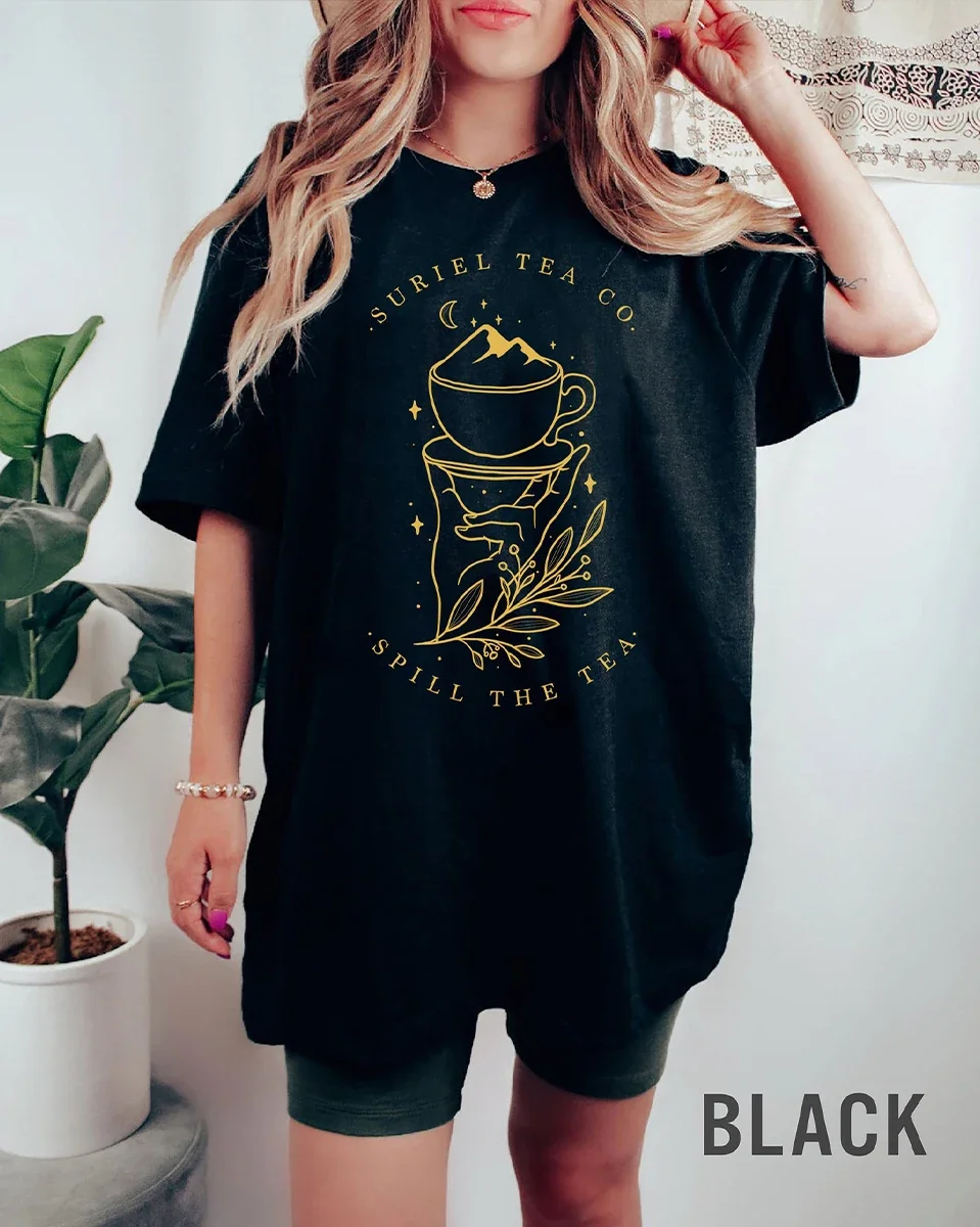 Suriel Tea Co Comfort Shirt A Court Of Thorns and Roses Unisex Top 100% Cotton Tee Casual Loose Retro Shirt Y2K Top Streetwear