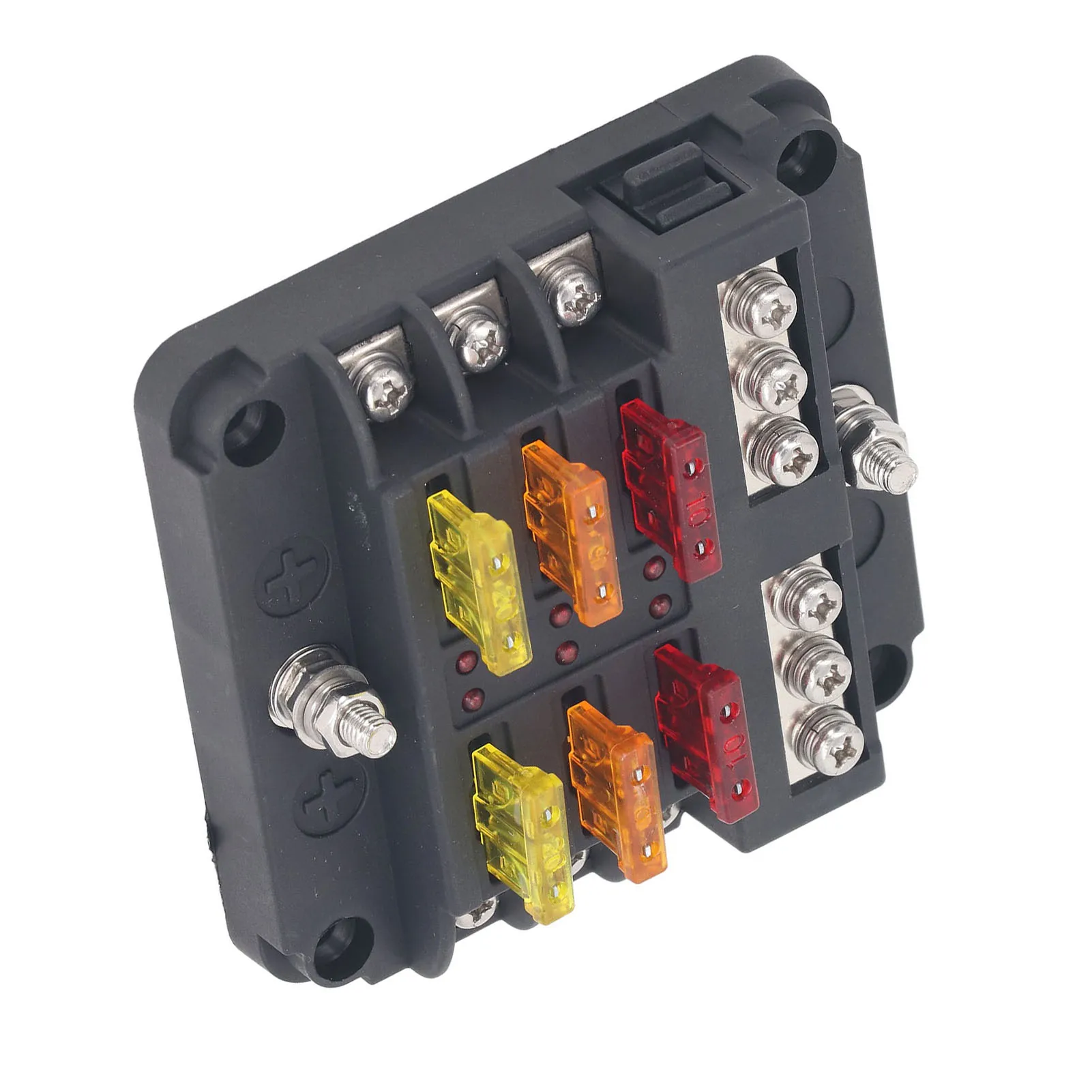 6 Way  Block ATC ATO Blade  Box Waterproof 12V‑24V  with LED Indicator for Automobile Auto Marine  Block