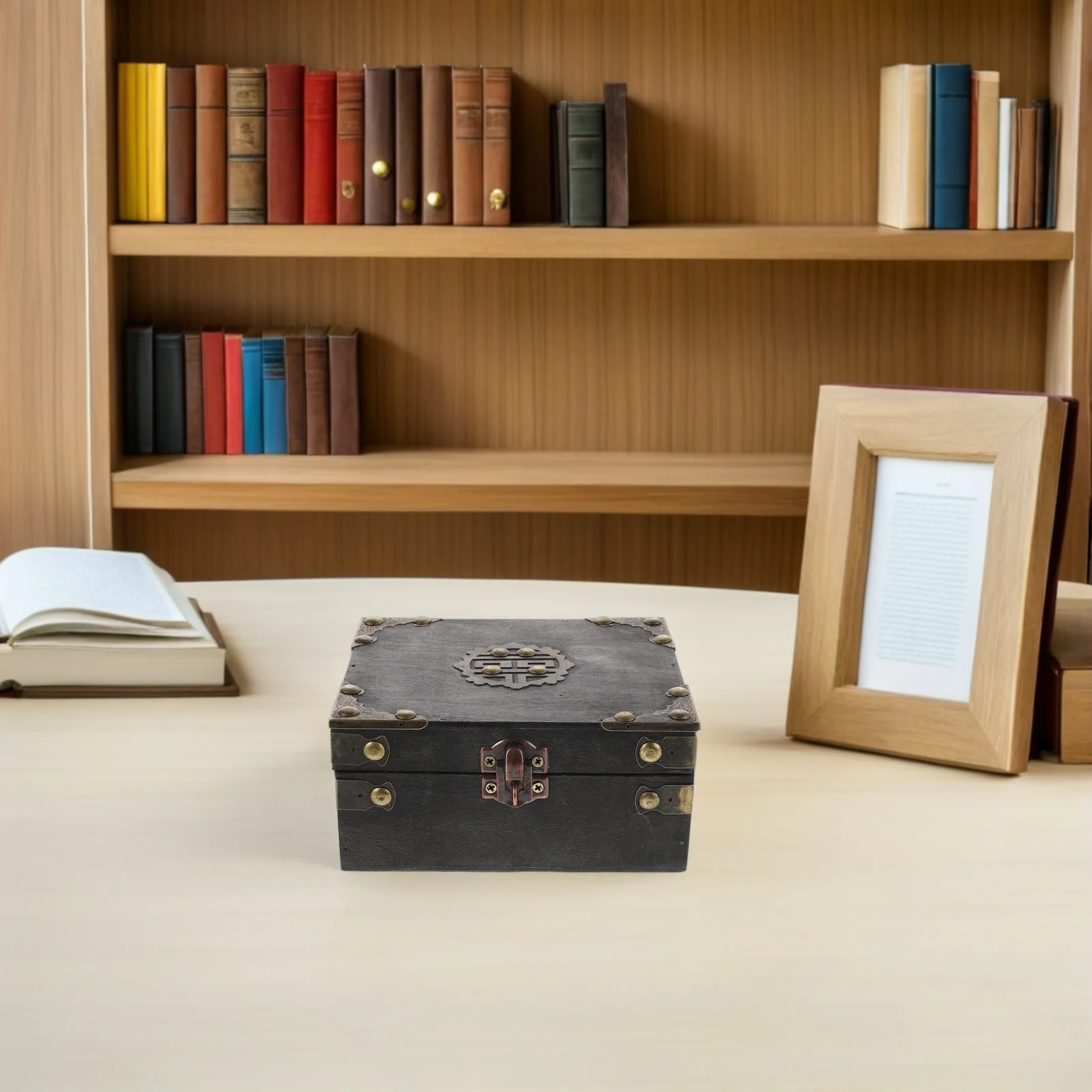 صندوق ألغاز خشبي عتيق لغرفة الهروب، صندوق كنز بقفل تركيبي، منظم للمجوهرات وصندوق تذكارات بقفل عتيق