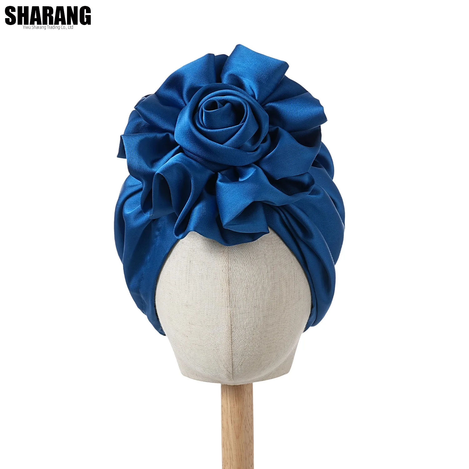1 Stück Damen-Turban mit großer Blume, weicher Kopfwickel, Beanie-Mütze für Damen, Kopfbedeckung, Stirnband – Detail 6