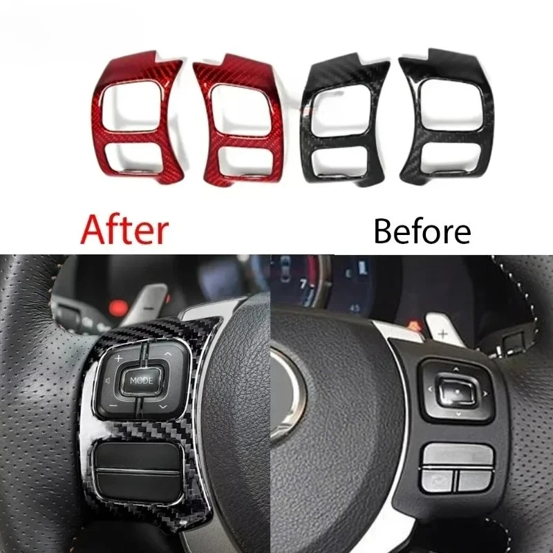 

For Lexus IS RC NX GS F Sport IS250 IS300 NX200 RC350 Real Dry Carbon Fiber Steering Wheel Remote Control Buttons Cover Interior