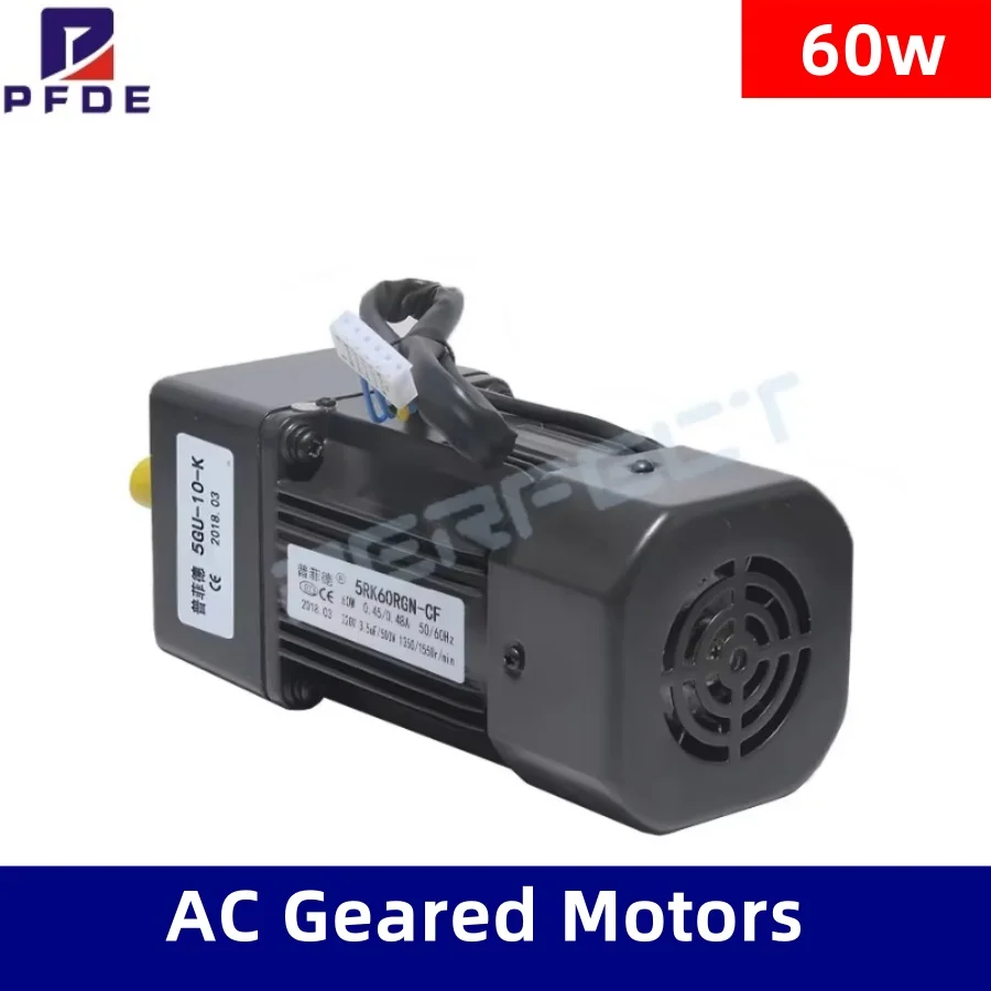 5RK60GN-CF 220V AC Geared Motors 60W Induction Small Machine 2.7/4.5/6.9/9/12.5/18/22/27/33/45/54/67/90/108/135/180/225/270/450